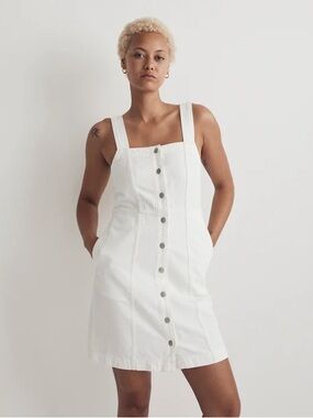 Madewell White Button-Front Mini Dress